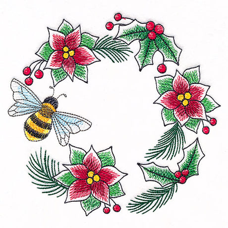 Buzzing Bee & Poinsettias Wreath