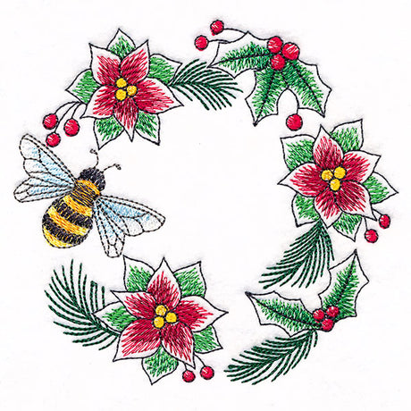 Buzzing Bee & Poinsettias Wreath