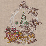 Vintage Snowglobe Santa's Flight Scene