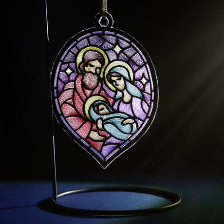 Stained Glass Nativity Ornament - Holy Family