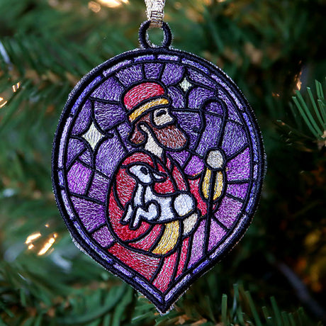 Stained Glass Nativity Ornament - Shepherd