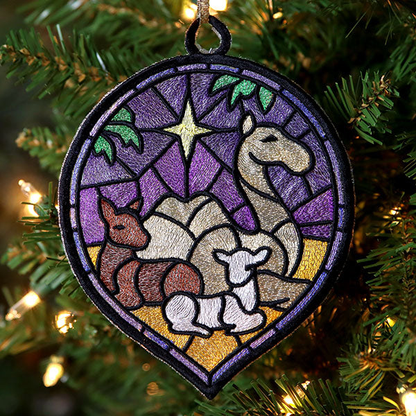 Stained Glass Nativity Ornament - Animals