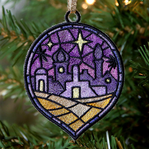 Stained Glass Nativity Ornament - Bethlehem