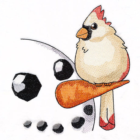 Sweet Peeking Snowman with Female Cardinal