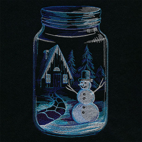 Winter Cottage Canning Jar Scene
