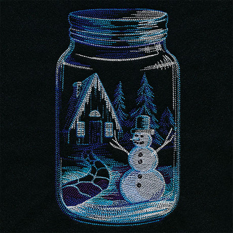 Winter Cottage Canning Jar Scene