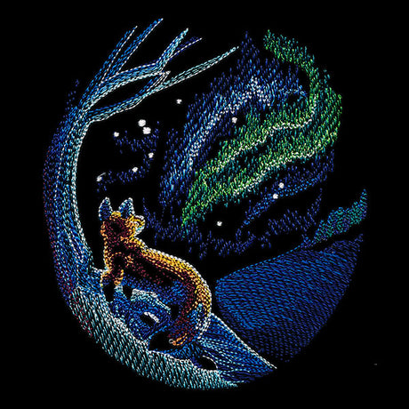 Starlit Northern Lights Fox Scene