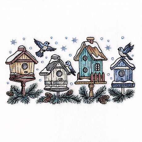 Winter Birdhouse Block Party Border