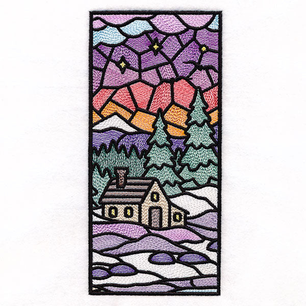 Stained Glass Winter Landscape Panel 2