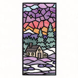 Stained Glass Winter Landscape Panel 2