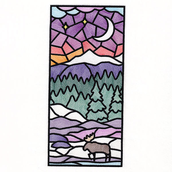 Stained Glass Winter Landscape Panel 3