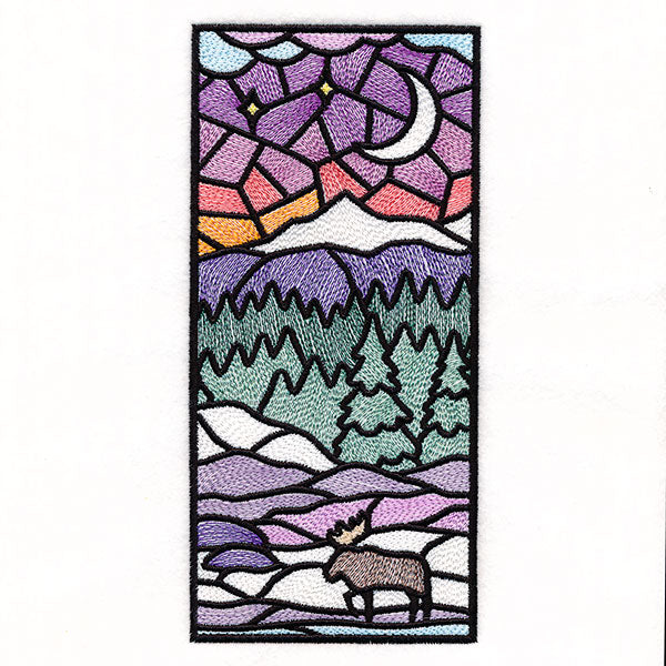 Stained Glass Winter Landscape Panel 3