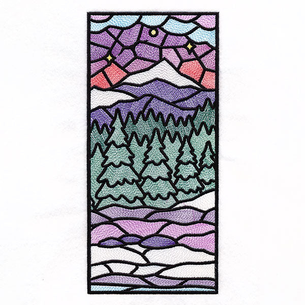 Stained Glass Winter Landscape Panel 4