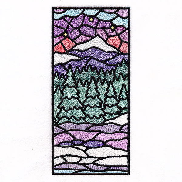 Stained Glass Winter Landscape Panel 4
