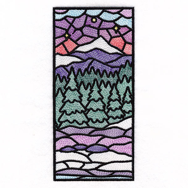 Stained Glass Winter Landscape Panel 4