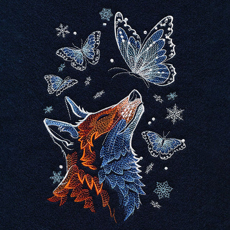 Winter Fox with Butterflies