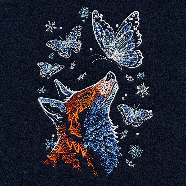 Winter Fox with Butterflies