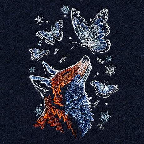 Winter Fox with Butterflies