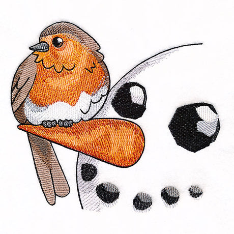 Sweet Peeking Snowman with European Robin