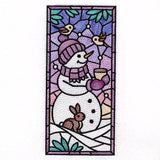 Woodland Snowman Stained Glass Panel 1