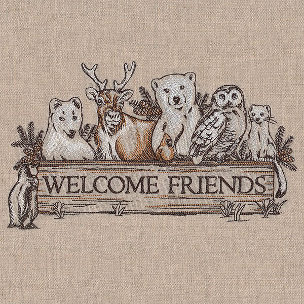 Welcome Friends Winter Animals Sign