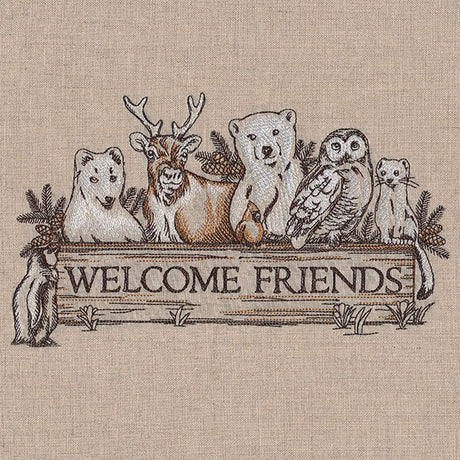 Welcome Friends Winter Animals Sign
