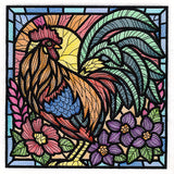Sunrise Rooster Stained Glass Square