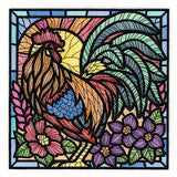Sunrise Rooster Stained Glass Square