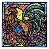 Sunrise Rooster Stained Glass Square