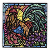 Sunrise Rooster Stained Glass Square