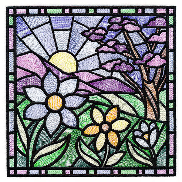 ステンドグラス No.4 Four Seasons Stained Glass Square - Spring – Embroidery Library