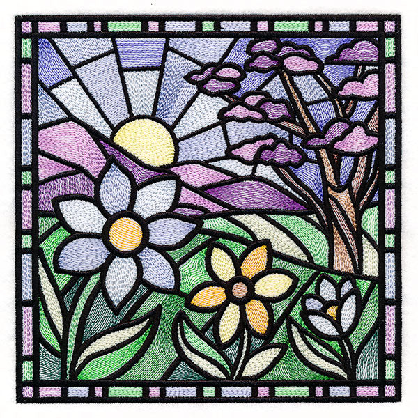 Four Seasons Stained Glass Square - Spring