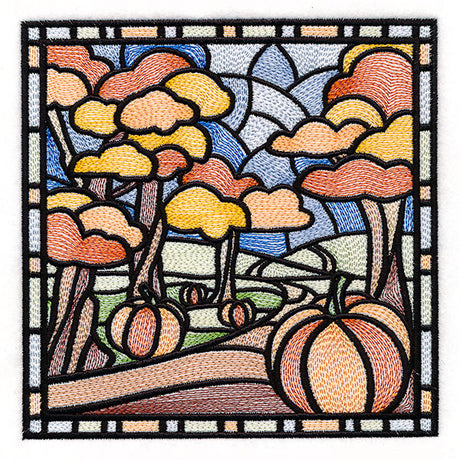 Four Seasons Stained Glass Square - Fall