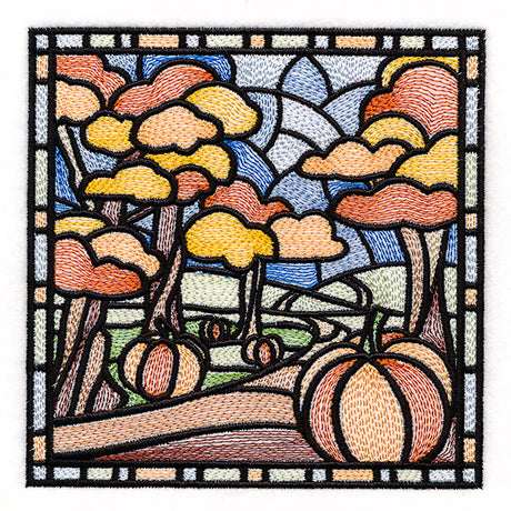 Four Seasons Stained Glass Square - Fall
