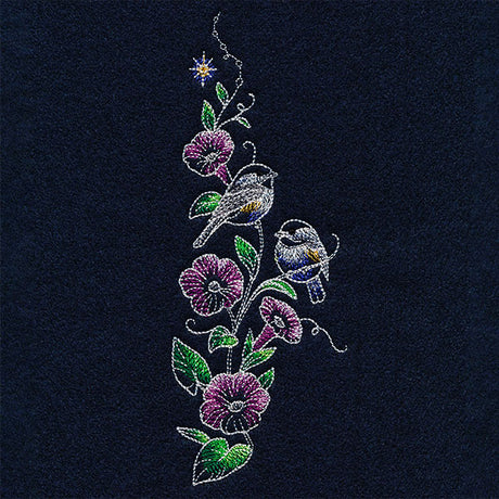 Midnight Garden Morning Glories & Chickadees Feature