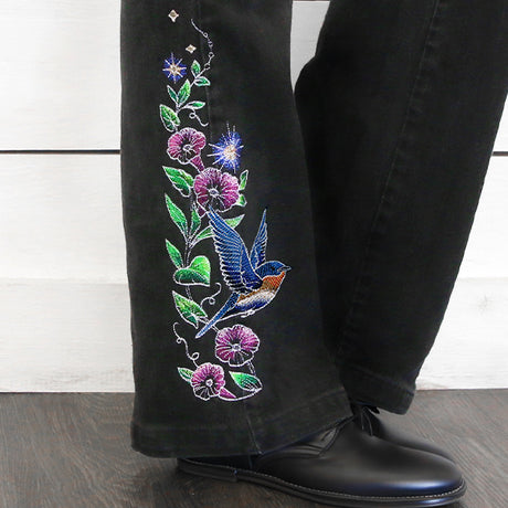 Midnight Garden Bluebird & Morning Glories Border