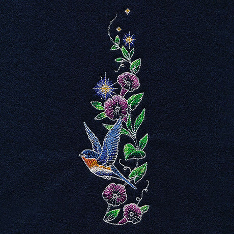 Midnight Garden Bluebird & Morning Glories Border