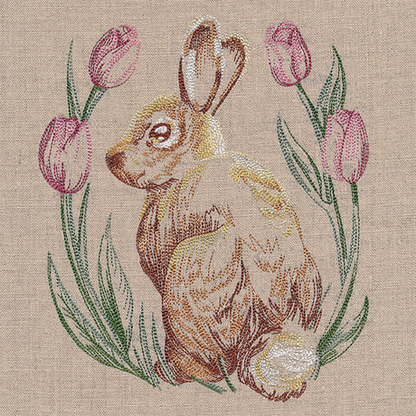 Spring Bunny in Tulips