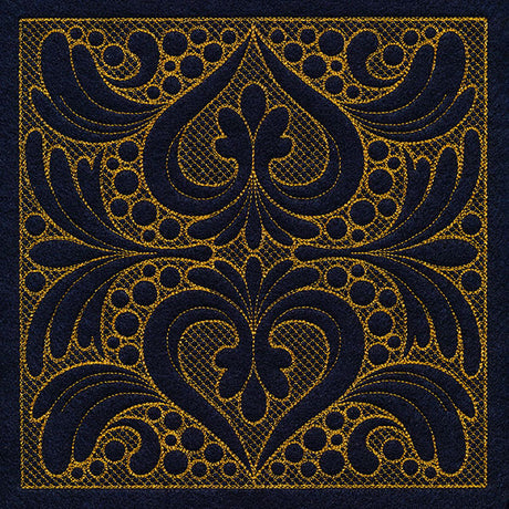 Feathers & Filigree Square 1 (Trapunto)