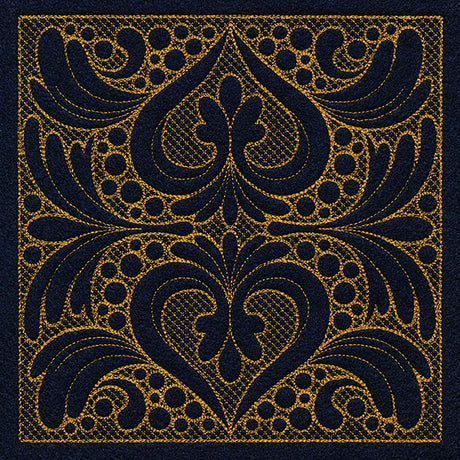 Feathers & Filigree Square 1 (Trapunto)