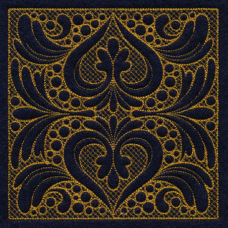 Feathers & Filigree Square 1 (Trapunto)