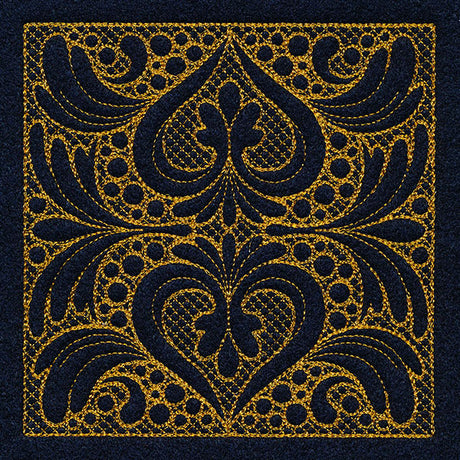 Feathers & Filigree Square 1 (Trapunto)