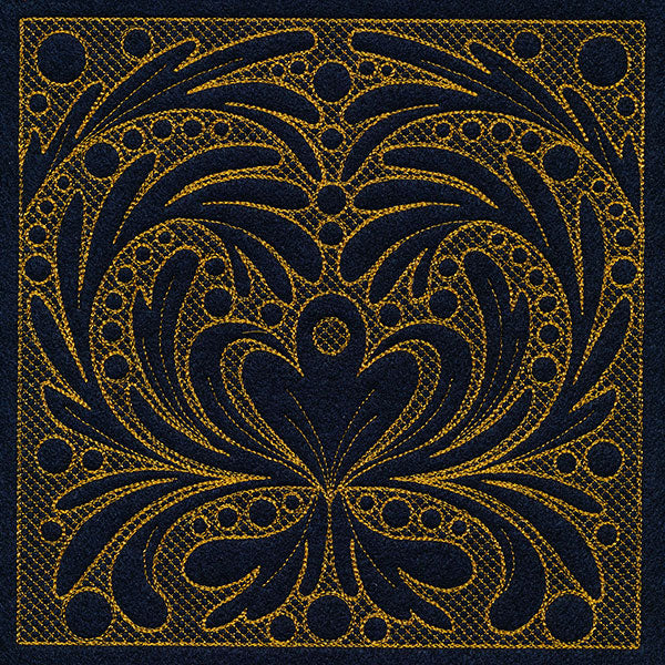 Feathers & Filigree Square 2 (Trapunto)