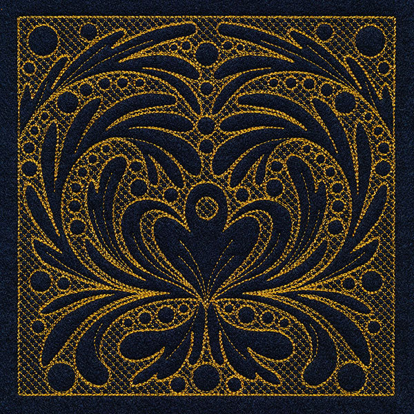 Feathers & Filigree Square 2 (Trapunto)