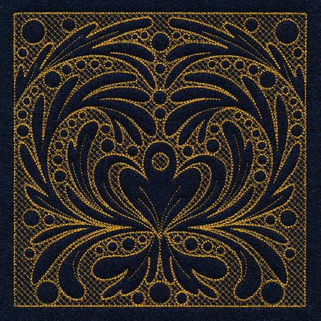 Feathers & Filigree Square 2 (Trapunto)