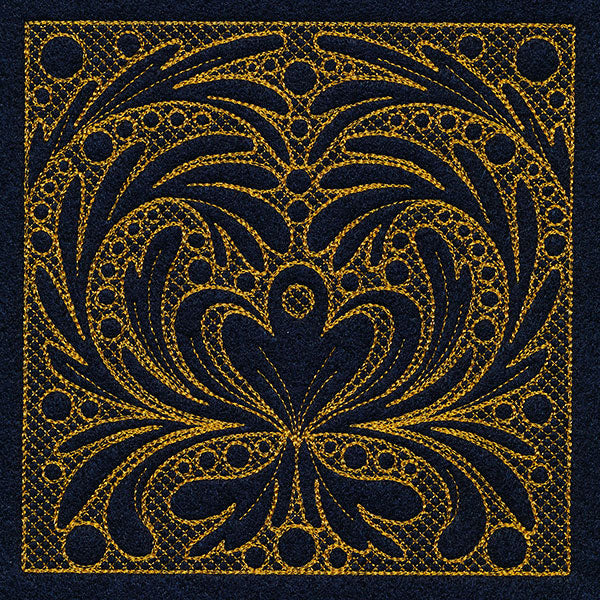 Feathers & Filigree Square 2 (Trapunto)