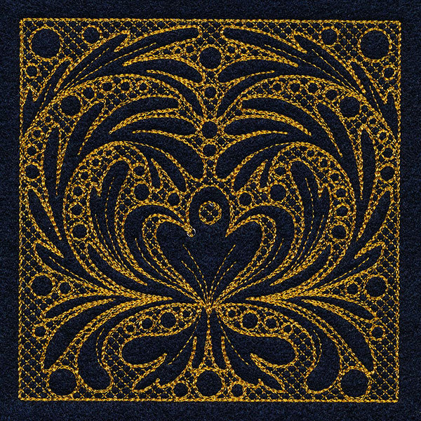 Feathers & Filigree Square 2 (Trapunto)