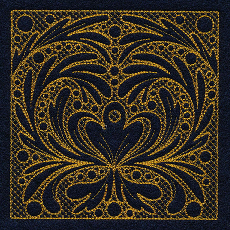 Feathers & Filigree Square 2 (Trapunto)