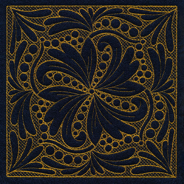 Feathers & Filigree Square 3 (Trapunto)