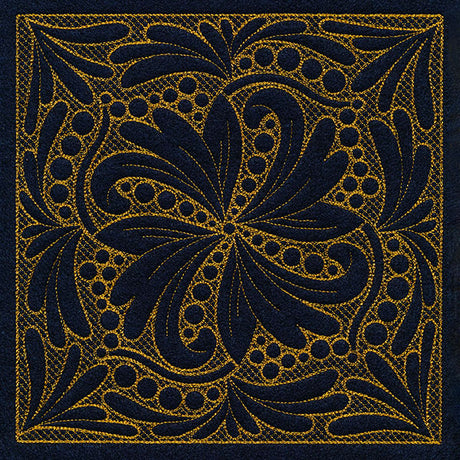 Feathers & Filigree Square 3 (Trapunto)